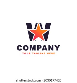 Initial letter W star logo design template vector illustration