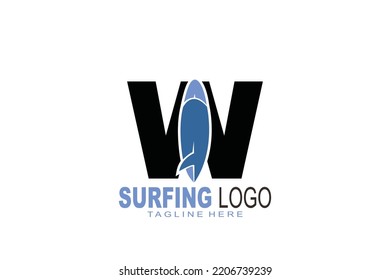 initial Letter W surfing logo
