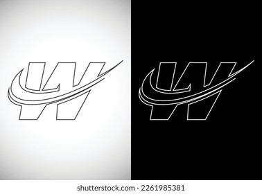 Initial letter W with a swoosh line art-style logo. Modern vector logotype for business and company identity.