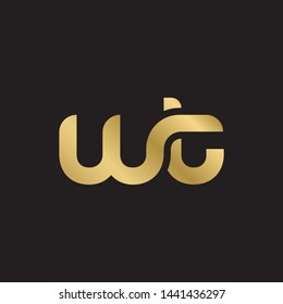 Initial letter w t linked lowercase logo design template elements. Gold letter Isolated on black  background. Suitable for business, consulting group company.