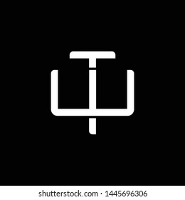 Initial letter W and T, WT, TW, overlapping interlock monogram logo, white color on black background