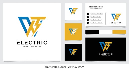 Initial Letter W Thunder Logo. letter W with thunder bolt icon combination