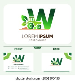 Initial Letter W Tractor Agriculture Gardening Logo Design Vector Graphic Icon Emblem Illustration
