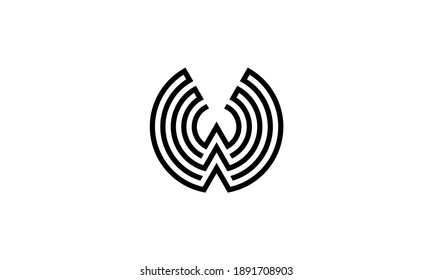 plantilla de diseño de logotipo de letra inicial W o triple W