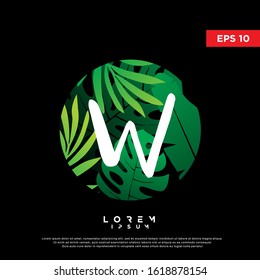 initial letter w tropical logo. modern icon, template design