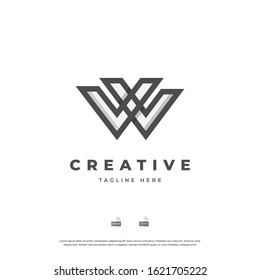 Initial letter W uppercase modern logo design template elements. modern line letter Isolated on white background.