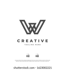 Initial letter W uppercase modern logo design template elements. modern line letter Isolated on white background.