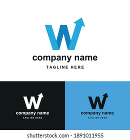 initial letter w with upward arrow for finance, development, success, training business logo concept