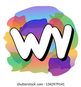Initial Letter W V Logo Icon With Colorful Liquid Abstract at The Back. Material Design Logo