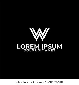 Initial letter W A or V logo template with modern abstract line art symbol in flat design monogram illustration