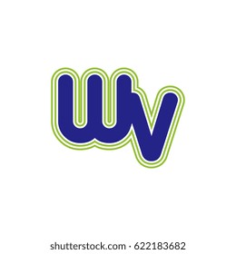 initial letter w and v. wv monogram outline logo