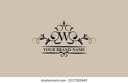 Initial letter W vector logo template. Exquisite illustration for restaurant, royalty, boutique, cafe, hotel, heraldic, jewelry, fashion and others.