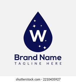 Initial Letter W Wash Logo, Drop and Wash Combination. Schlaglogo, Wash, Clean, Fresh, Wasservorlage