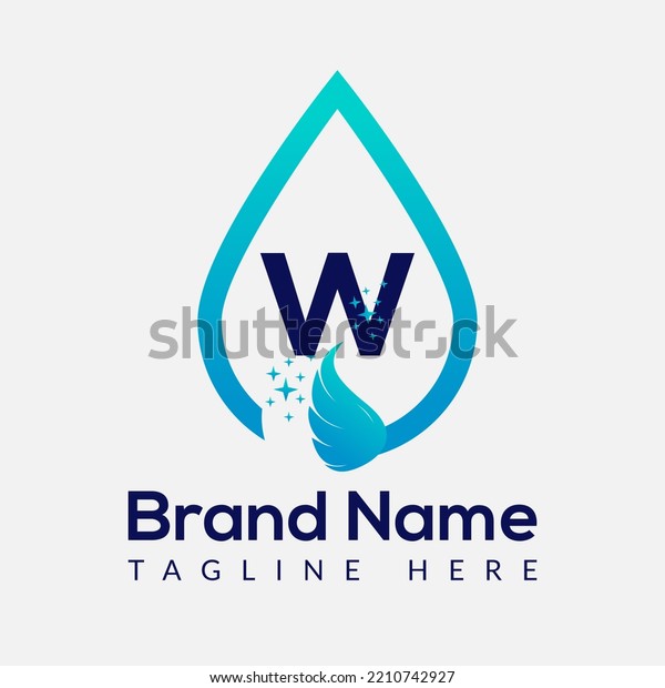 Initial Letter W Wash Logo,\
Drop and Wash Combination. Drop logo, Wash, Clean, Fresh, Water\
Template