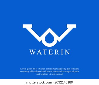 Inspiración en la plantilla de diseño del logotipo de la carta inicial W Water Drop