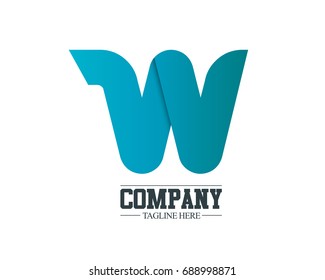 Initial Letter W WV Rounded Single Font Design Logo