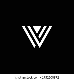 Initial letter W WW minimalist monogram logo, white color on black background