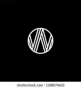 Initial letter W WW WWW OW WO minimalist art monogram shape logo, white color on black background.