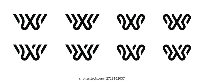 Plantilla inicial de Ilustración vectorial de diseño de logotipo de monograma de letra W o WX