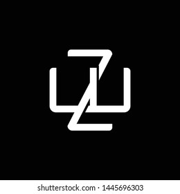 Initial letter W and Z, WZ, ZW, overlapping interlock monogram logo, white color on black background