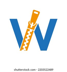 Initial Letter W Zipper Logo For Fashion Cloth, Embroidery and Textile Symbol Identity Vector Template