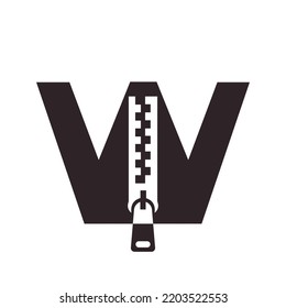 Initial Letter W Zipper Logo For Fashion Cloth, Embroidery and Textile Symbol Identity Vector Template