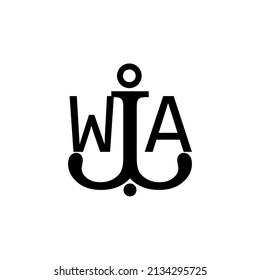 Ursprünglicher Buchstabe WA Anker einfaches Logo.