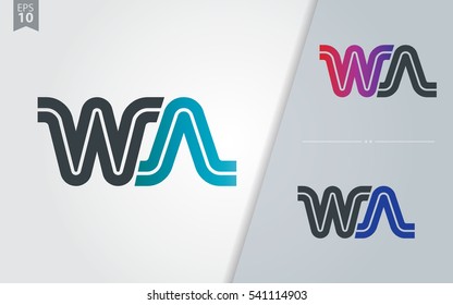 Initial Letter WA Linked Design Logo Company