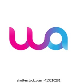 initial letter wa linked round lowercase logo pink blue purple