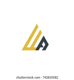 Initial Letter WA Linked Triangle Design Logo