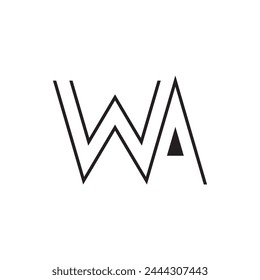 Anfangsbuchstabe WA Logo Linie einzigartig modern. Erste Buchstaben-Logo-Linie Einzigartig modern. einfache Logo-Linie Strich schwarze Farbe