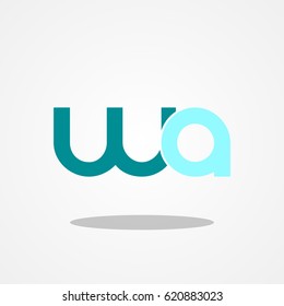 Initial letter WA lowercase logo design template teal blue sky