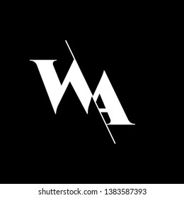 Initial Letter WA Monogram Sliced. Modern logo template isolated on black background