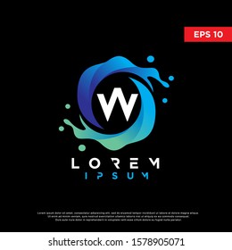 initial letter water w splash logo. modern icon, template design
