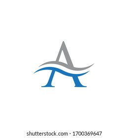 initial letter a wave blue gray