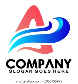 Initial letter A wave logo, sign, symbol, business or company identities