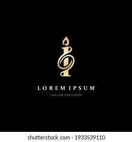 Initial Letter I with wax logo icon luxury elegant gold style. Spiritual logo