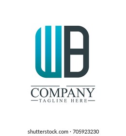 Initial Letter WB Linked Box Design Logo