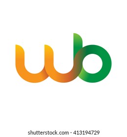 initial letter wb linked round lowercase logo orange green