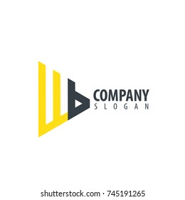 Initial Letter WB Linked Triangle Design Logo