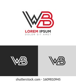 Initial Letter WB linked uppercase overlap modern logo design template. Suitable for business, consulting group company