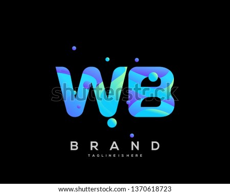 Initial letter WB logo with colorful background, letter combination logo design for creative industry, web, business and company. - Vector
