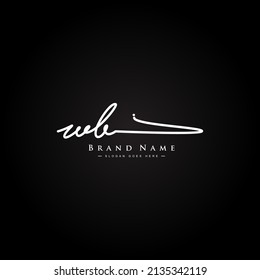 WB-Logo für den Anfangsbuchstaben - handgezeichnetes Signaturlogo