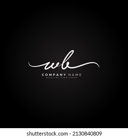 Initial Letter WB Logo - Handwritten Signature Style Logo