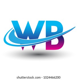 initial letter WB logotype company name colored blue and magenta swoosh design. vector logo for business and company identity.
