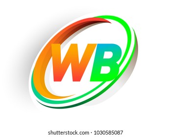 initial letter WB logotype company name colored orange and green circle and swoosh design, modern logo concept. vector logo for business and company identity.