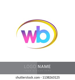initial letter WB logotype company name, coloreful and swoosh design. vector logo for business and company identity.
