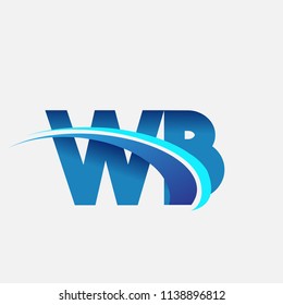 initial letter WB logotype company name colored blue and swoosh design. vector logo for business and company identity.