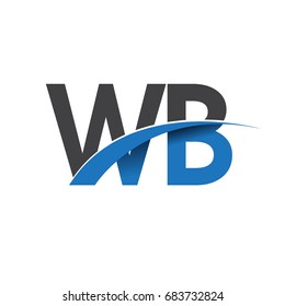 initial letter WB logotype company name colored blue and grey swoosh design. vector logo for business and company identity.
