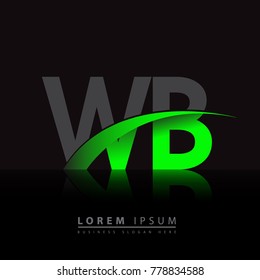 initial letter WB logotype company name colored green and black swoosh design. vector logo for business and company identity.
